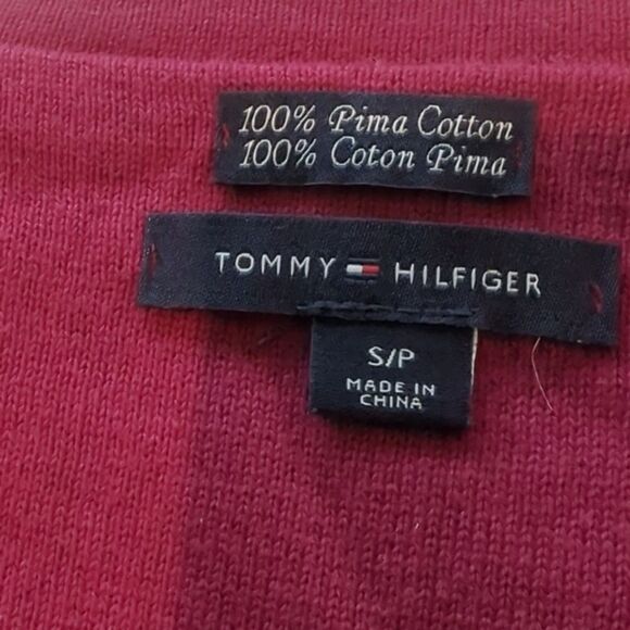 Tommy Hilfiger Cardigan Small Women's 100% Cotton Burgundy with Leaves Long - Picture 7 of 8
